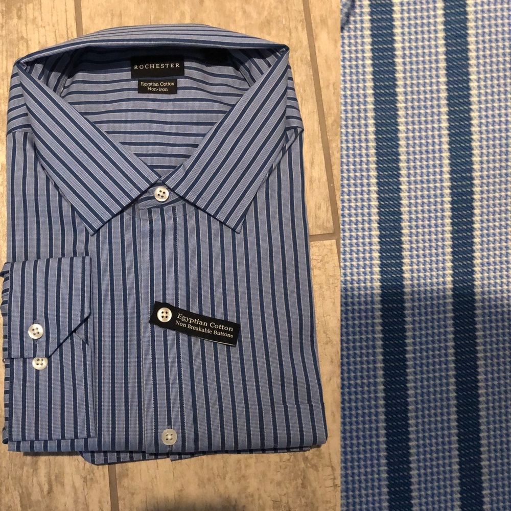 Rochester Egyptian Cotton Blue Stripe Dress Shirt